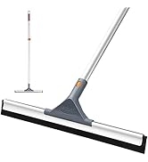 eazer Floor Squeegee Broom: Heavy Duty Scrubber with Extendable 50.3'' Aluminum Pole and Rubber B...