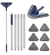 ZUBULUN Wall Mop with 82 Inches Long Handle, 360 Degree Rotating Microfiber Triangle Baseboard Cl...