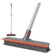 eazer Floor Scrubber Brush, 2-in-1 Deck Scrubber Brush with Long Handle, Soft & Hard Bristle Brus...