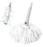 Self Wringing Mop for Floor Cleaning with 2 Reusable Heads, ZUBULUN Easy Squeeze Twist Mop with 5...