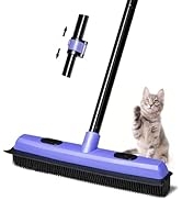 ZUBULUN Rubber Broom Pet Hair Remover, Carpet Squeegee with Telescoping 60.2 Inches Long Handle f...