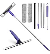 ZUBULUN Window Squeegee with 2 Microfiber Pads, 60 Inches Long Handle Rubber Floor Squeegee Broom...