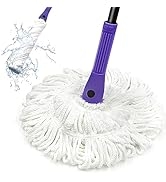 ZUBULUN Self Wringing Mop for Floor Cleaning with 2 Reusable Heads, Easy Squeeze Twist Mop with 5...