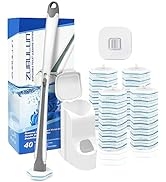 ZUBULUN Disposable Toilet Brush Holder Set Wall Mounted with 40 Cleaner Refills, Small Hidden Bat...